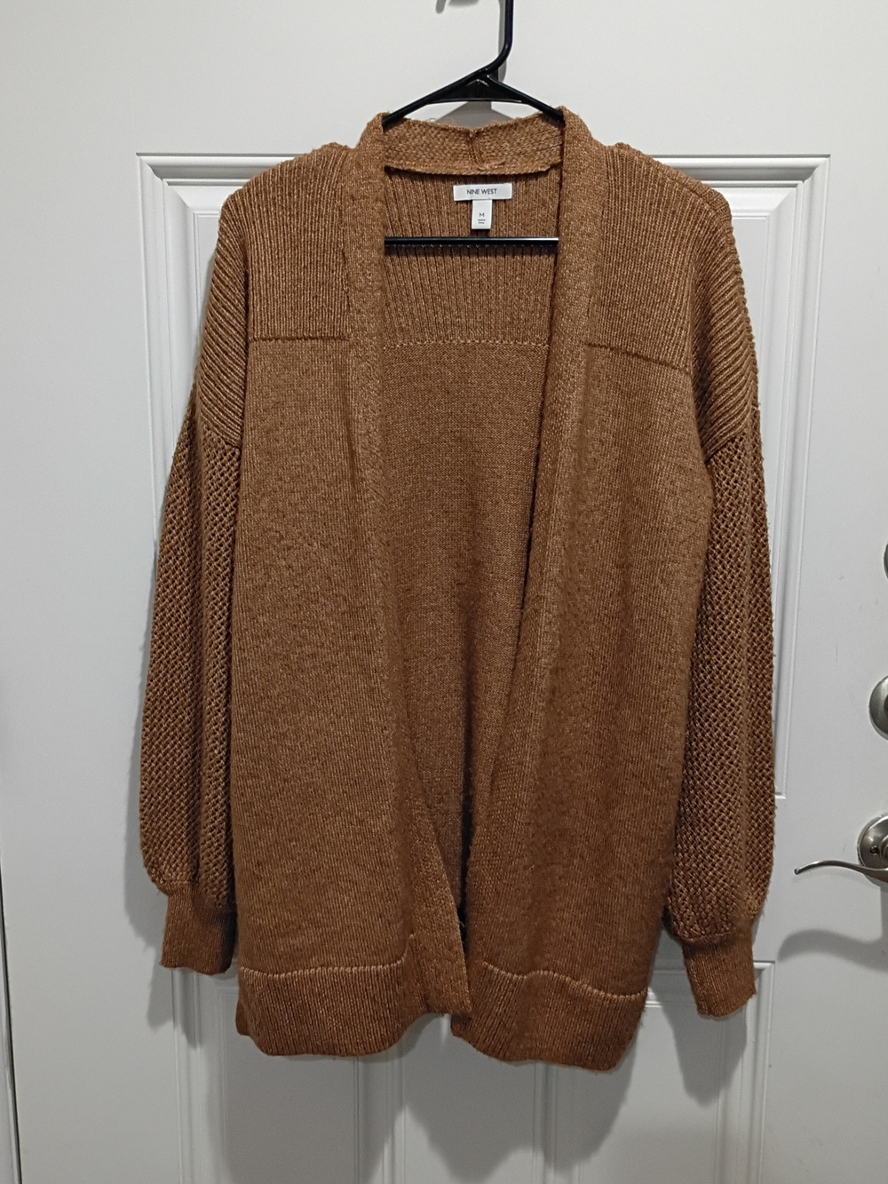 Nine West Women's Camel Open-Front Cardigan Sweater